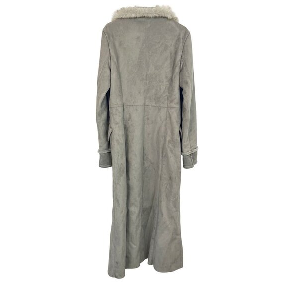 Vintage Newport News Gray Faux Suede & Fur Longline Coat Penny Lane Y2K Size 16 - Picture 2 of 8